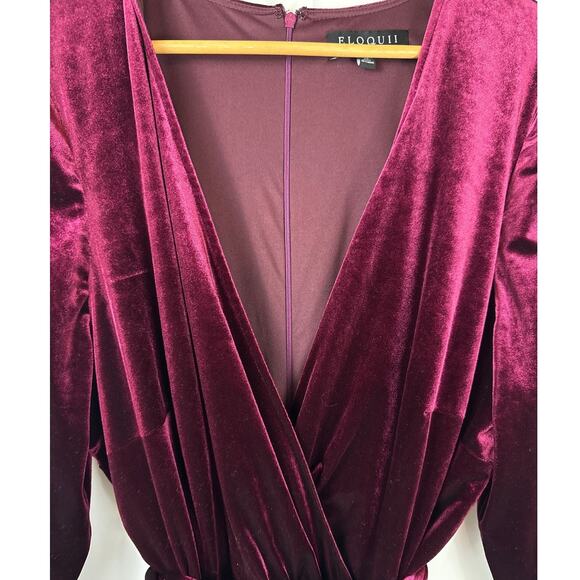 Eloquii Burgundy Velvet Jumpsuit - Picture 5 of 12